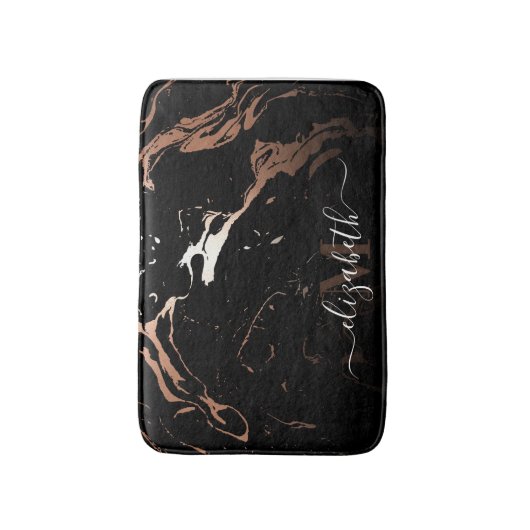 Roos Goud Zwart Marmer Badmat (Voorkant Verticaal)