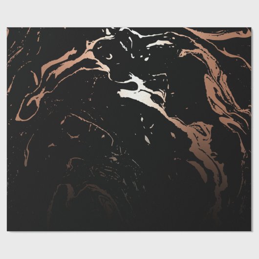 Roos Goud Zwart Marmer Cadeaupapier (Vlak)