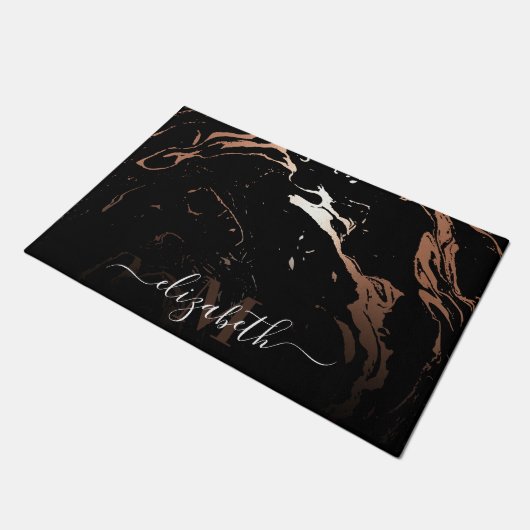 Roos Goud Zwart Marmer Deurmat (Schuin)