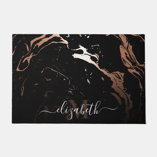 Roos Goud Zwart Marmer Deurmat (Voorkant)