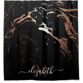 Roos Goud Zwart Marmer Douchegordijn (Voorkant)