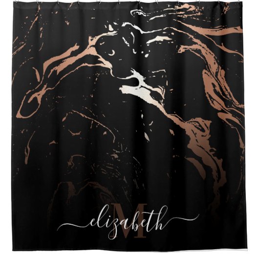Roos Goud Zwart Marmer Douchegordijn (Voorkant)