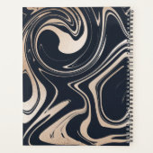 Roos goud zwart marmer met koperlabel school planner (Achterkant)