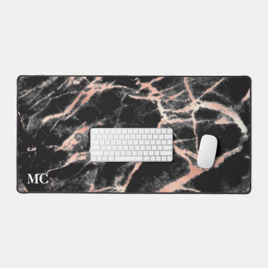 Roos Goud & Zwart Marmer met Monogram Bureaumat (Keyboard & Muis)