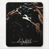 Roos Goud Zwart Marmer Muismat (Voorkant)