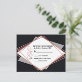Roos Goud Zwart Mauve Grijs Geometrische bruiloft  Uitnodiging Briefkaart (Staand voorkant)