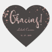 Roos Goud Zwart Quinceanera Gracias Trendy Hart Sticker (Voorkant)