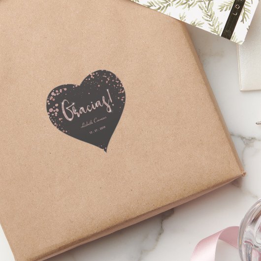 Roos Goud Zwart Quinceanera Gracias Trendy Hart Sticker