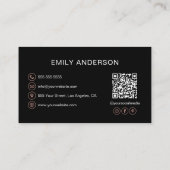 Roos Goud Zwart Rolling Pin Bakery QR Code Visitekaartje (Achterkant)