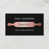Roos Goud Zwart Rolling Pin Bakery QR Code Visitekaartje (Voorkant)