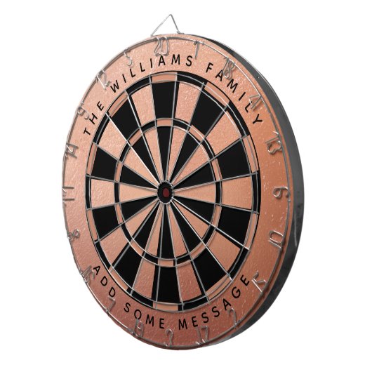 Roos Goud Zwart Roze Custom Name Elegant Vrouwelij Dartbord (Voorkant Rechts)