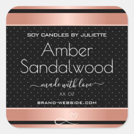 Roos Goud Zwart Soja Wax Kaarsen Verpakkingslabels Vierkante Sticker