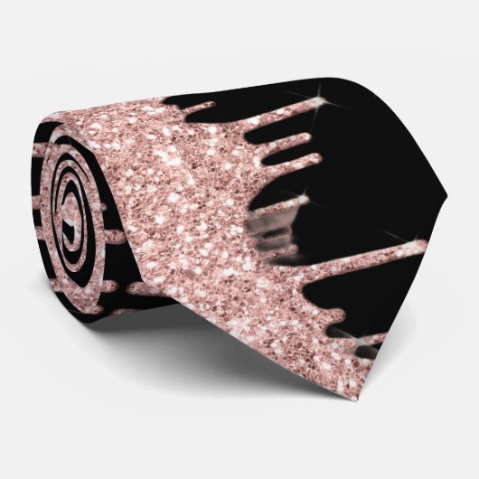 Roos Goud Zwart Stropdas (Opgerold)