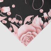 Roos Goud Zwart Sweet 16 Verjaardagsfeestje Bloeme Tissuepapier (Detail)