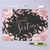 Roos Goud Zwart Sweet 16 Verjaardagsfeestje Bloeme Tissuepapier (Craft)