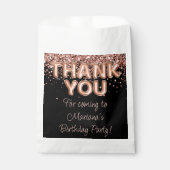 Roos Goud Zwart Verjaardagsfeestje Bedankzakje (Voorkant)