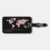 Roos Goud Zwart Waterverf Wereldkaart Aangepaste n Bagagelabel (Achterkant horizontaal)