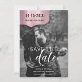 Roos Goud Zwart Wit Fotoscript Trouwen Save The Date (Voorkant)