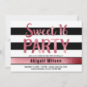 Roos goud zwart wit zoet zestien verjaardagsfeestj kaart (Voorkant)