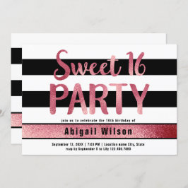 Roos goud zwart wit zoet zestien verjaardagsfeestj kaart