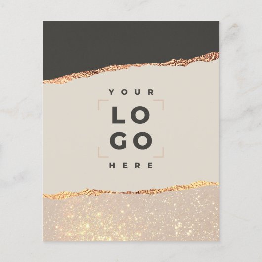 Roos goud zwarte elegant moderne girale prijscode  flyer (Achterkant)