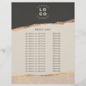 Roos goud zwarte elegant moderne girale prijscode flyer (Voorkant)