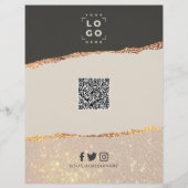 Roos goud zwarte elegant moderne girale prijscode  flyer (Achterkant)