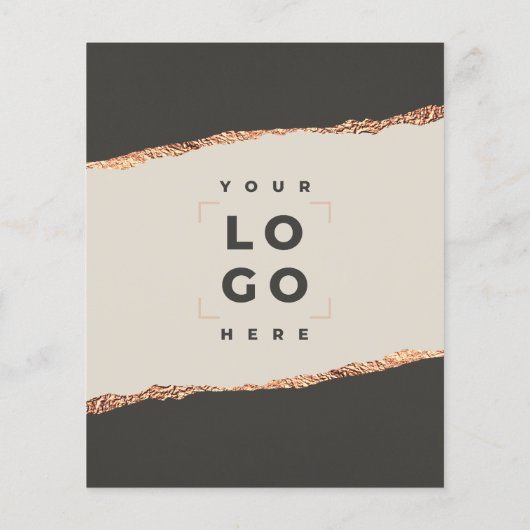 Roos goud zwarte elegant moderne girale prijscode flyer (Achterkant)