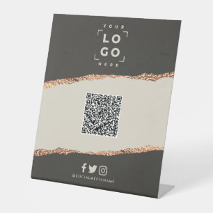 Roos goud zwarte elegante moderne kwaliteitsaandui reclamebord met voetstuk