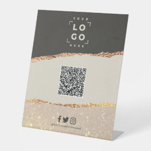 Roos goud zwarte elegante moderne kwaliteitsaandui reclamebord met voetstuk