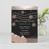 Roos goud/zwarte luxe kerstfeestdag kaart (Staand voorkant)