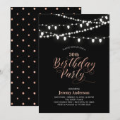 Roos goud & zwarte moderne 60e geboortedag kaart (Voorkant / Achterkant)