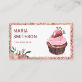 Roos goudaardbei Cupcake Pastry Chef Bakery Visitekaartje (Voorkant)