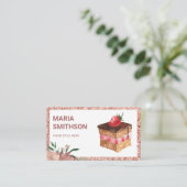 Roos goudaardbeienkooi plakkergebak visitekaartje (Staand voorkant)