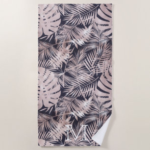 Roos goudappels folie tropische bladeren monogram strandlaken
