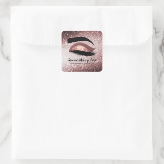 Roos goudas Oog Vierkante Sticker (Tas)