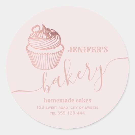Roos goudbakkerij Homemade cupcakes en snoepjes Ronde Sticker (Voorkant)