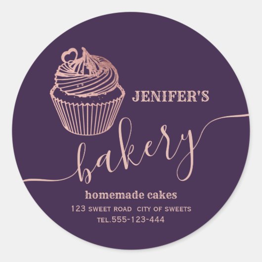 Roos goudbakkerij Homemade cupcakes en snoepjes Ronde Sticker (Voorkant)