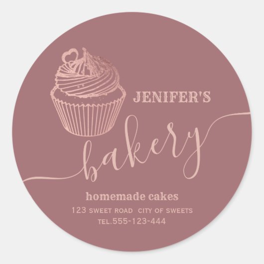 Roos goudbakkerij Homemade cupcakes en snoepjes Ronde Sticker (Voorkant)