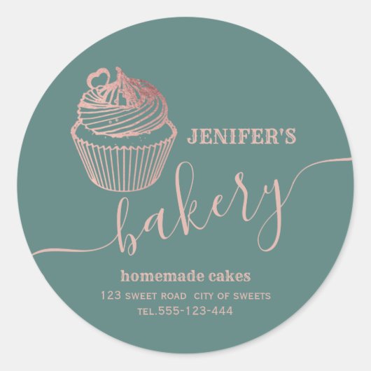 Roos goudbakkerij Homemade cupcakes en snoepjes Ronde Sticker (Voorkant)