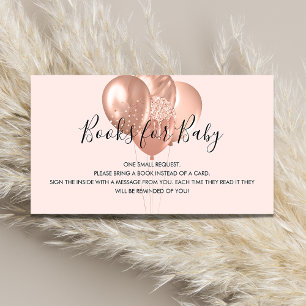 Roos goudballons meisje baby shower boekaanvraag informatiekaartje