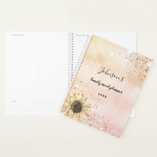 Roos goudbijtende zonnebloempitten planner (Display)