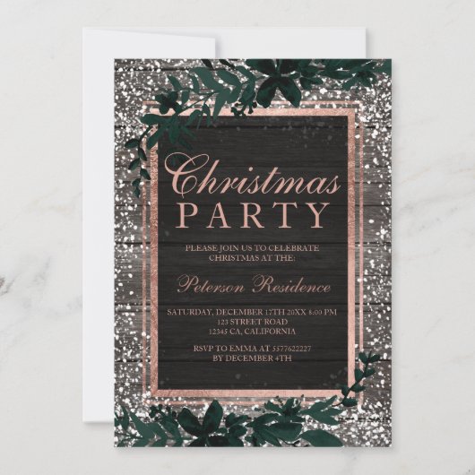 Roos goudblaasjes met kerstmis kaart (Voorkant)