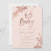 Roos goudblad bloesdoornroze roze Oh baby shower Kaart (Voorkant)