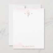 Roos goudblad monogram gepersonaliseerd Schrijfwer Notitiekaartje (Voorkant)