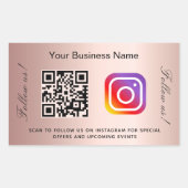 Roos goudblauw bedrijfsnaam qr code instagram rechthoekige sticker (Voorkant)