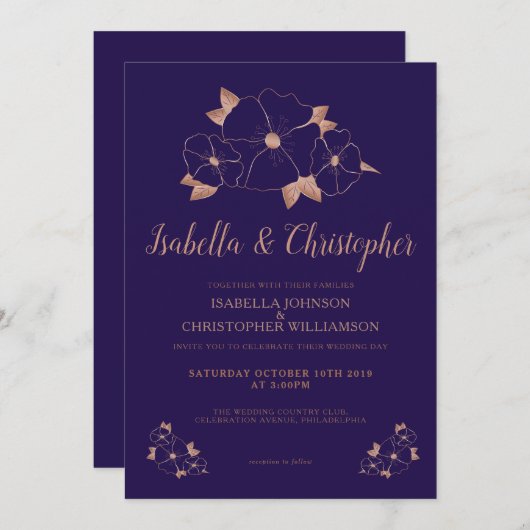 Roos goudblauw kaart (Voorkant / Achterkant)