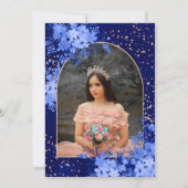 Roos goudblauw tiara prinses Quinceanera Kaart (Achterkant)