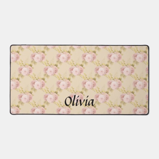 Roos goudbloem aangepaste naam script bureaumat (Voorkant)