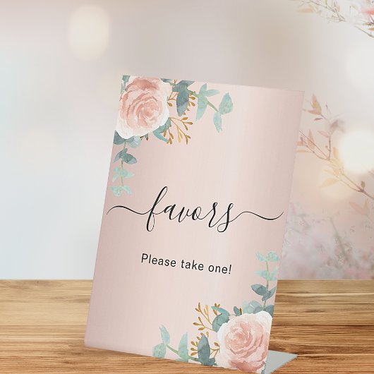 Roos goudbloem Eucalyptusflauwteken Reclamebord Met Voetstuk